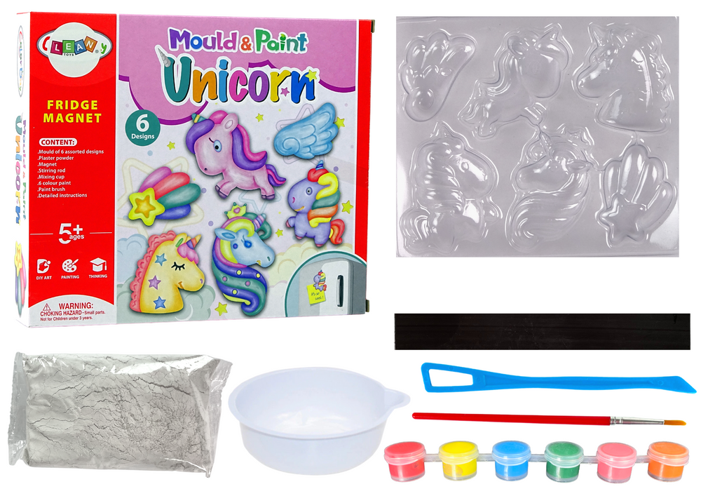 Creative DIY Kit of Plaster Magnets and Unicorns