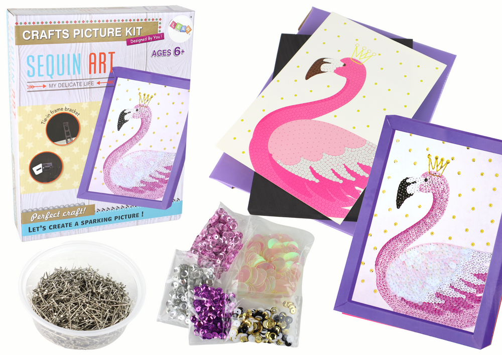 Creative DIY Sequins Set Studs Flamingo Frame