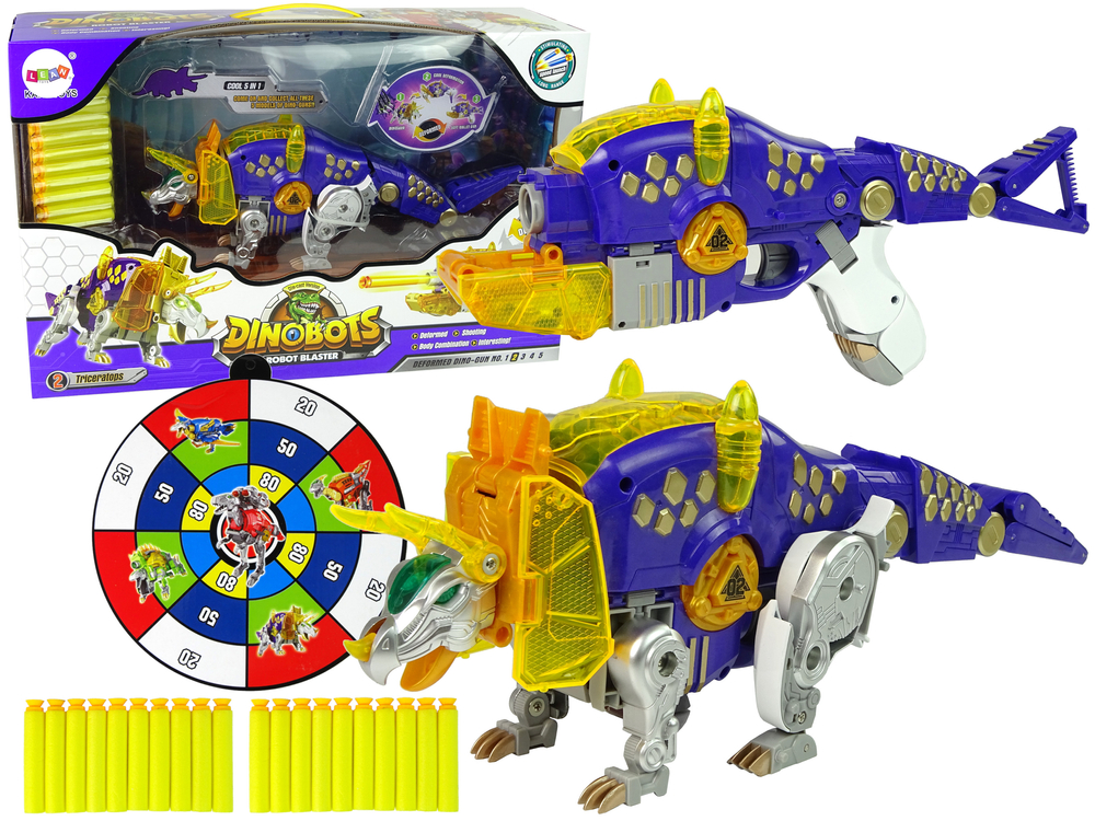 Dinobots 2 in 1 Dinosaur Shotgun Purple Triceratops Shield