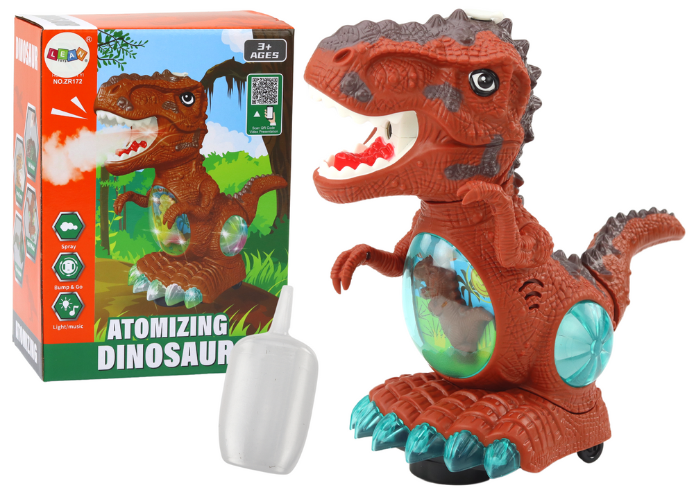 Dinosaur Dancing Obstacle Sensor Lights Sounds Brown