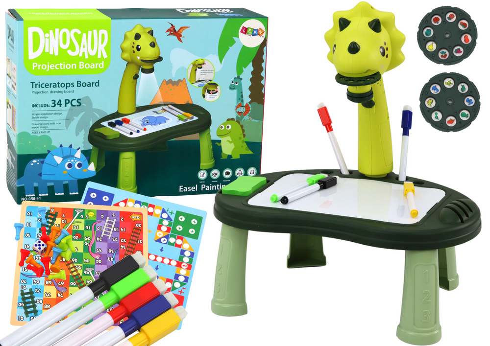 Dinosaur Drawing Projector Game Table 2in1 Chinese Snakes Green