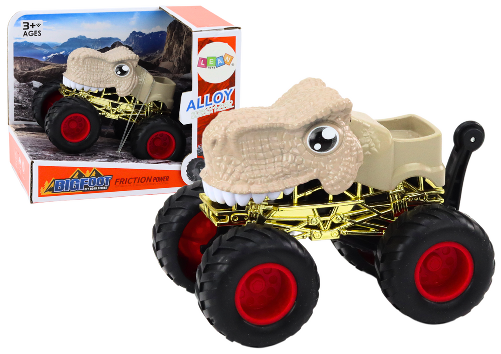 Dinosaur Off-Road Car with Large Rubber Wheels, Beige