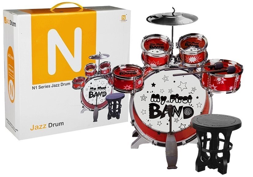 Drums Set with Keyboard Microphone and Chair Red