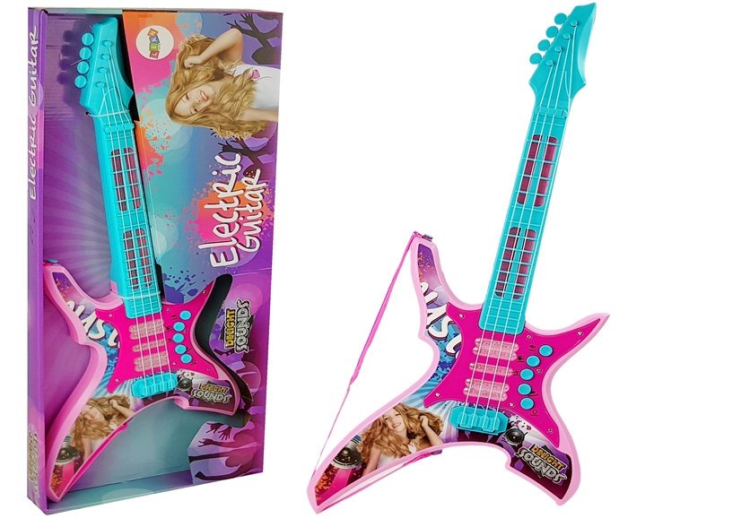 Electric Guitar with Lights and Sounds Pink 62cm