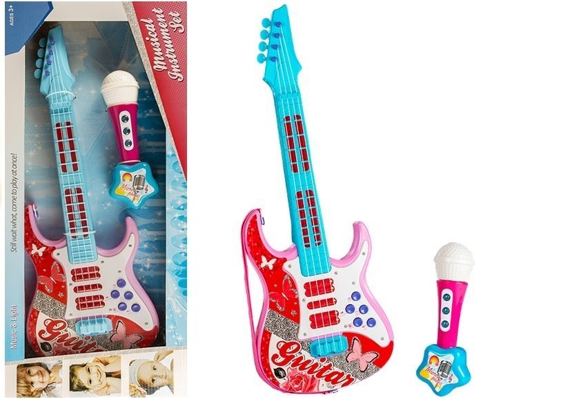 Electric Guitar With Microphone Strings Toy Pink