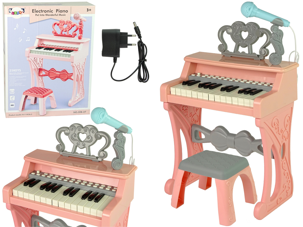 Electric Pink Organ Pianino with Chair 25 Keys