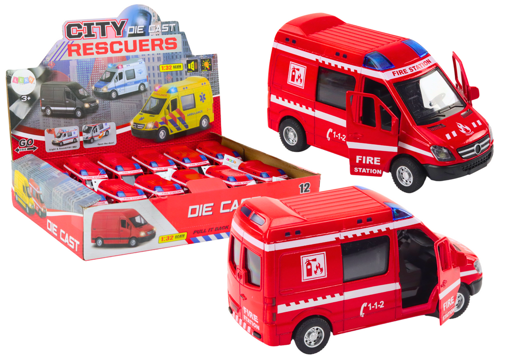 Fire Truck 1:32 Opening Doors Lights Sounds Drive Red