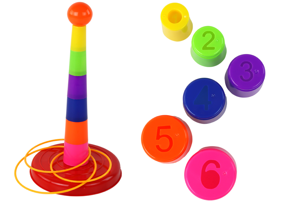 Game Throwing Cups and Hoops to a Target with Various Degrees of Difficulty