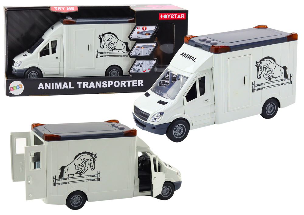 Horse Transporter Car Opening Doors Light Sound White