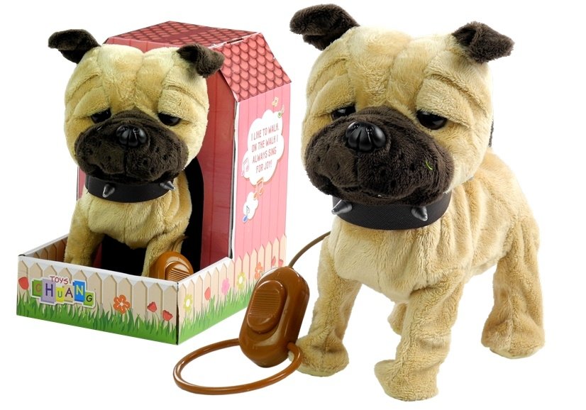 Interactive Dog On a Leash with Dog House Beige