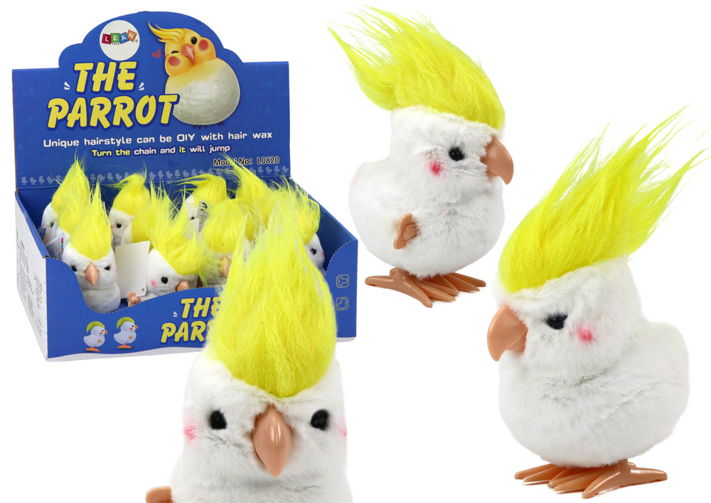 Jumping Parrot Wind-Up Plush Toy Decoration White