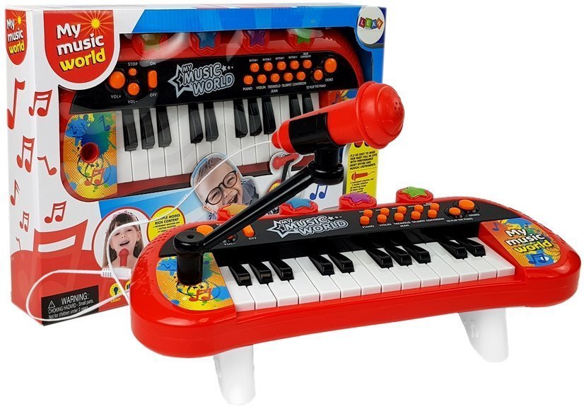 Keyboard Piano 24 Keys USB Microphone Red