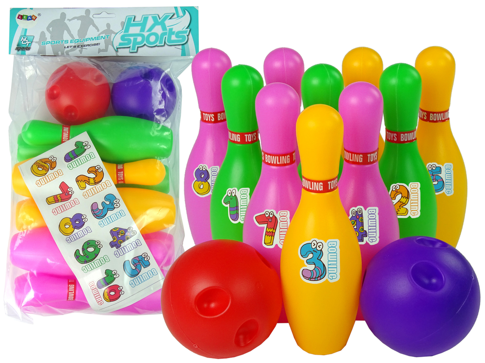 Kids Bowling Set 10 Skittles 2 Balls Children Game