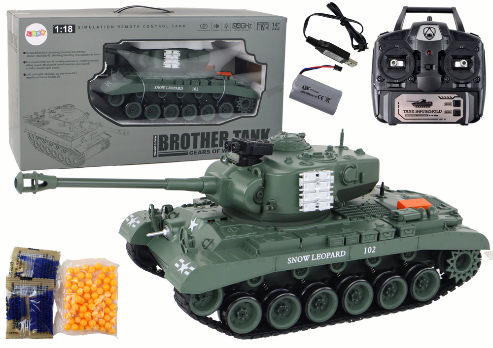 Leopard RC Tank Remote Controlled Cannon 1:18 Gray