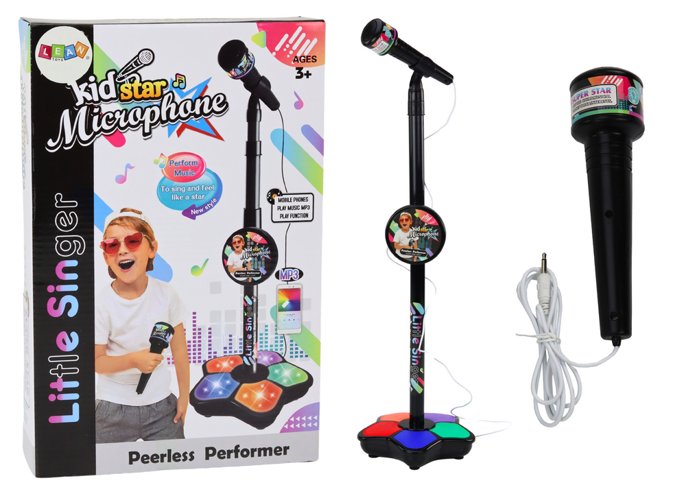 Microphone with Stand for Children, Adjustable, Black