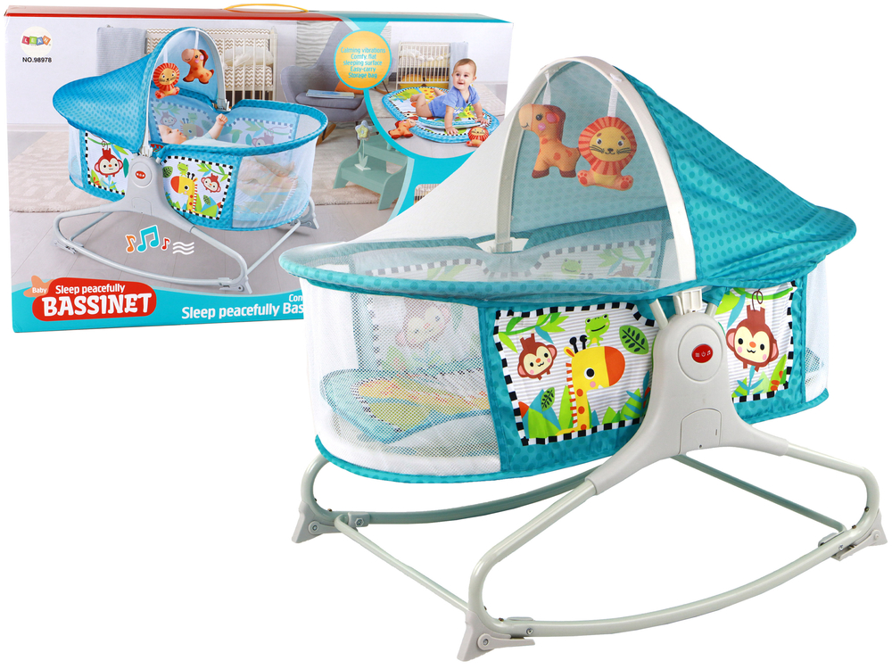 Multifunctional Bed Rocker 2in1 Children's Mat Sounds Vibrations Blue