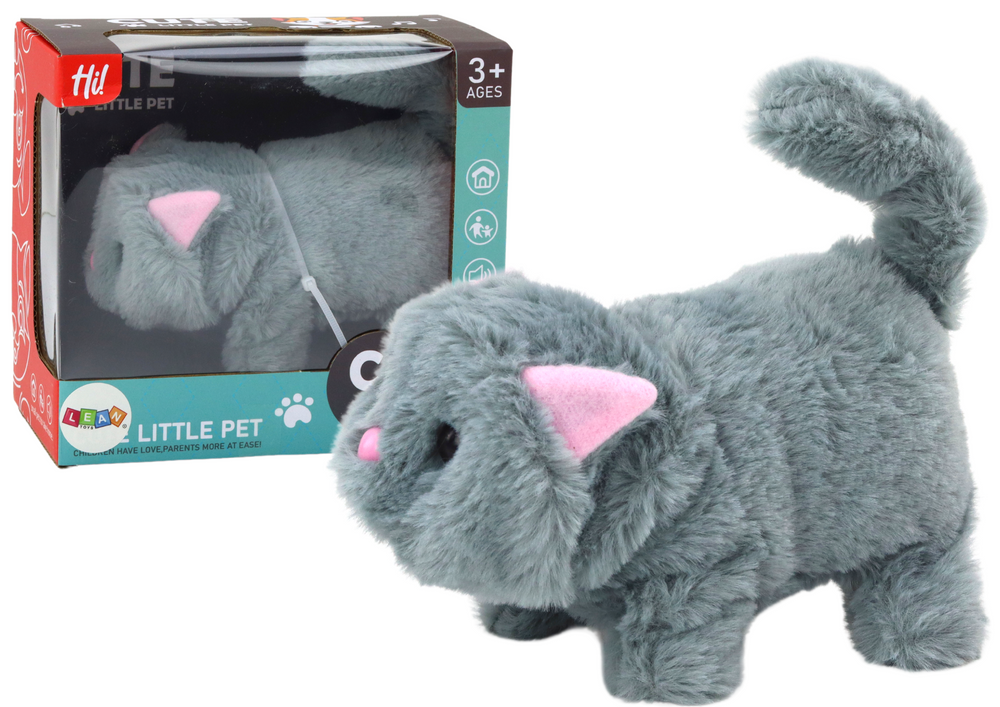 Plush Interactive Animal Kitten Walks and Meows Gray