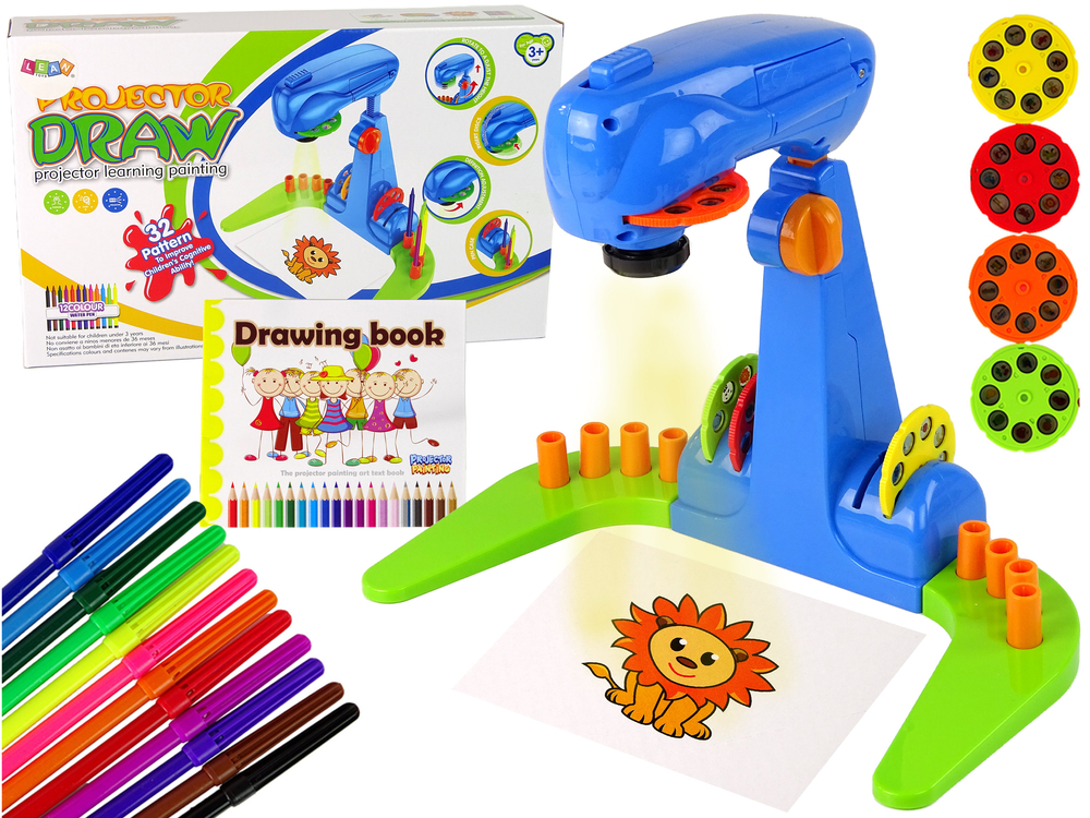 Projector Drawing Templates Pens OHP Board Blue