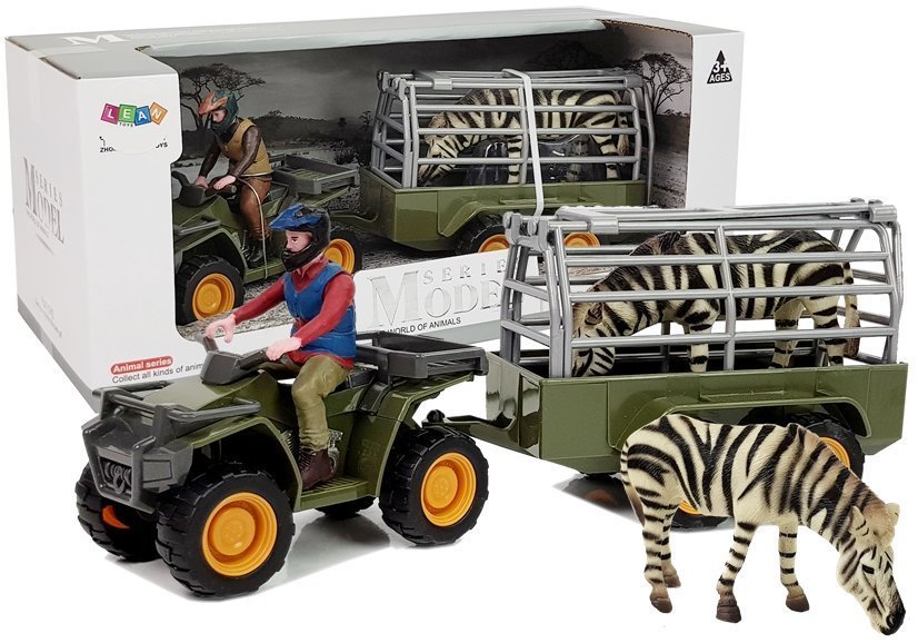 Quad with a Trailer Transporter Figurines Zebra