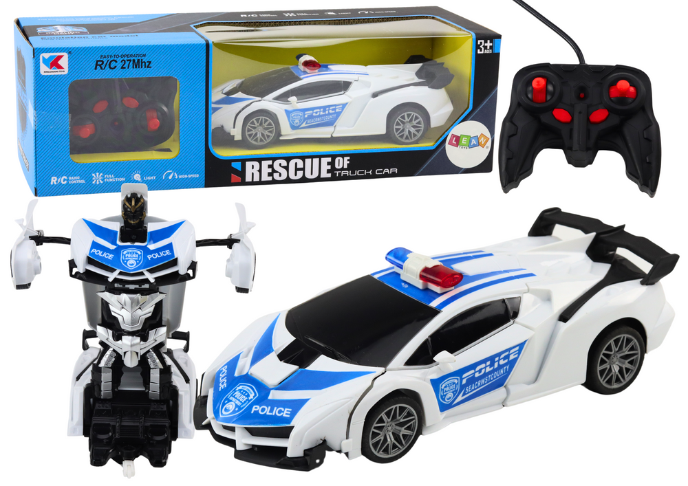 R/C Police Car 2in1 Car Robot Sounds Lights