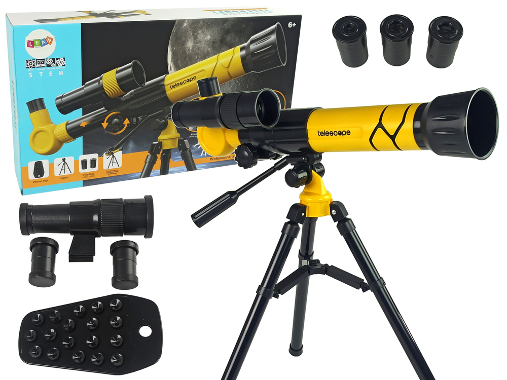 Scientific Educational Telescope With Yellow A  Phone Holder