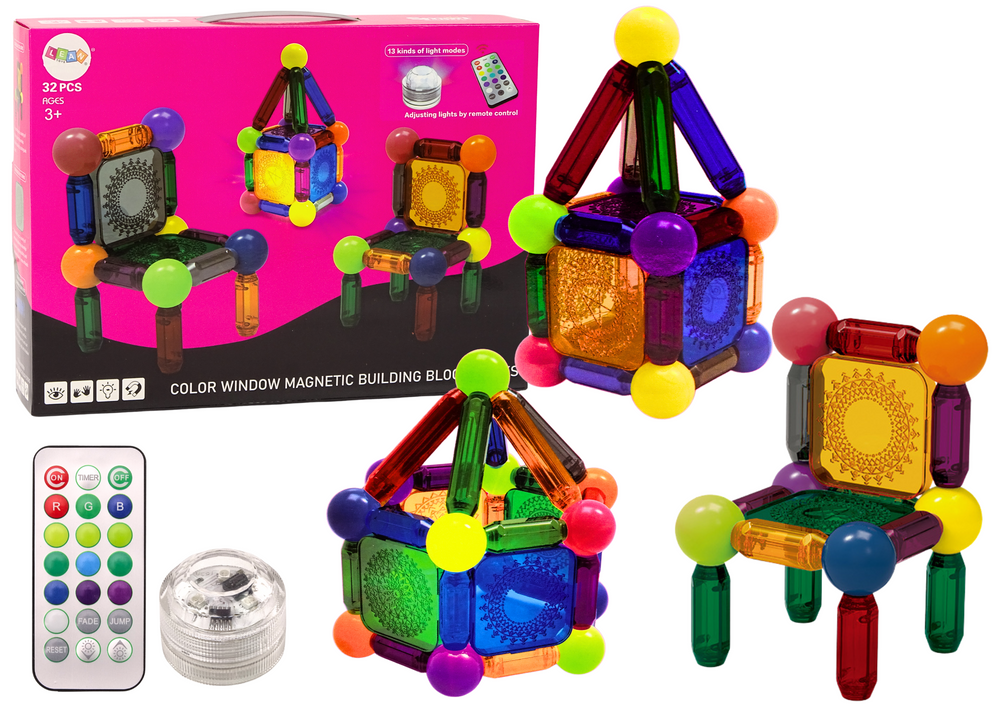 Set of Magnetic Blocks with Illumination, 32 Elements