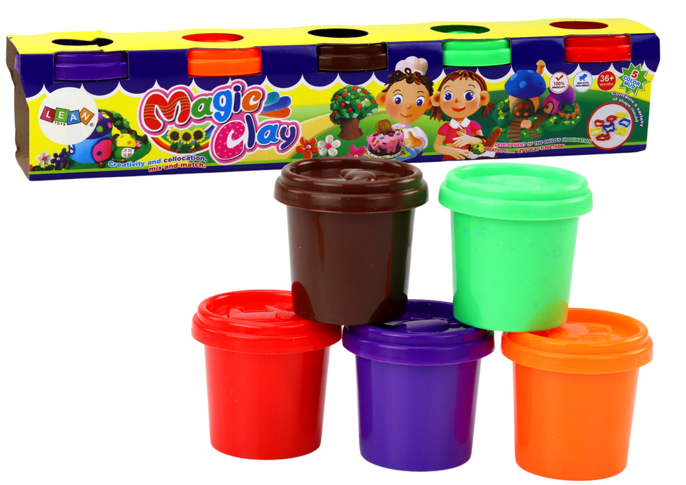 Set of Playdough in a Cup, 5 Pieces, Colorful Molds