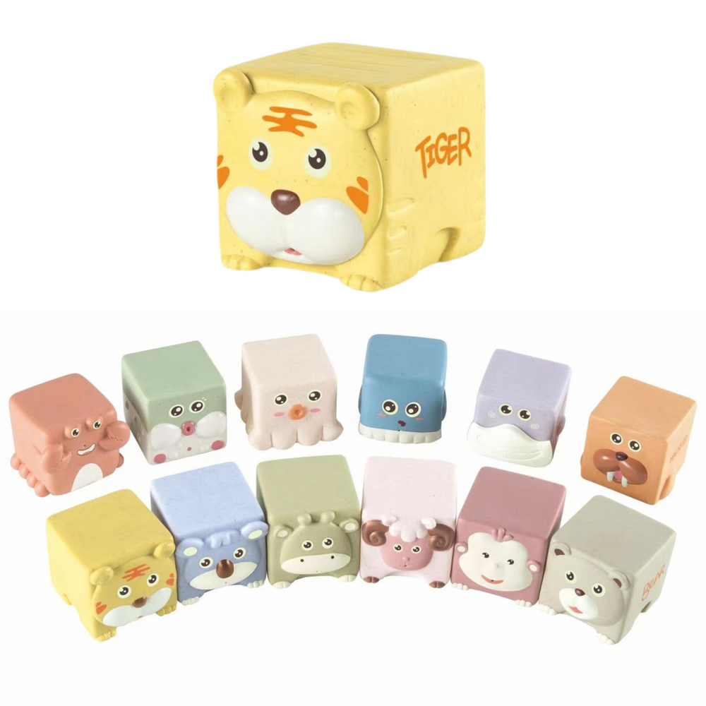 Set of Soft Sensory Educational Animals Blocks 12pcs