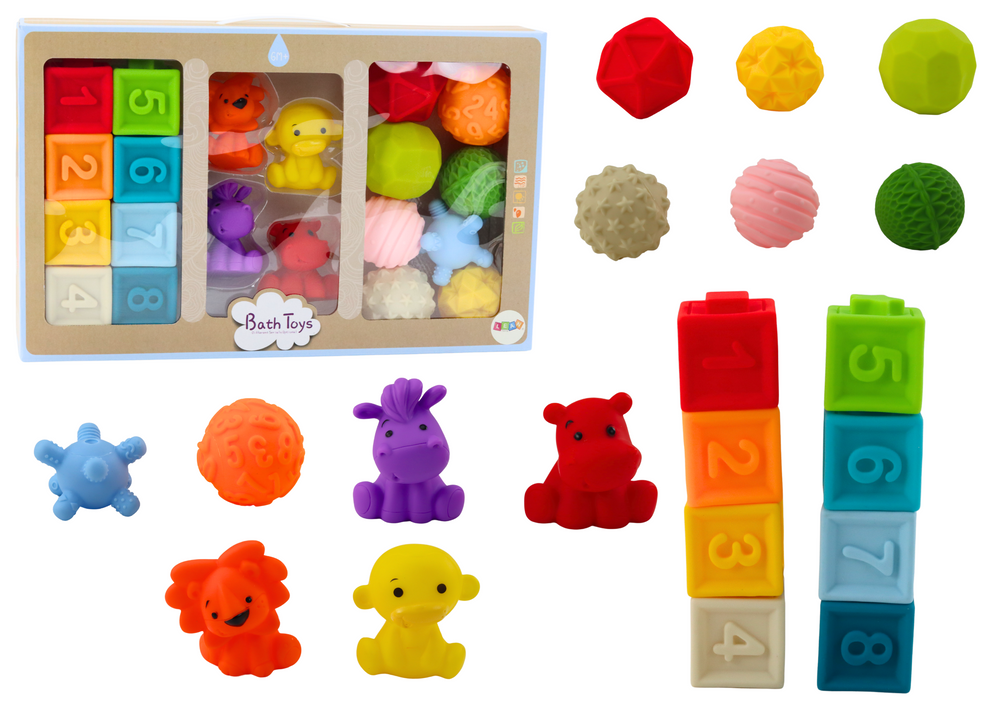 Soft Educational Bath Blocks 20 Pieces Animals Shapes