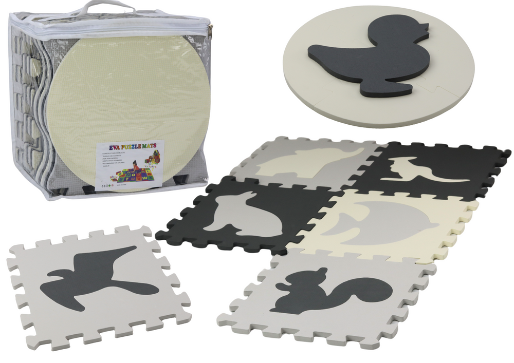 Soft Puzzle Mat Contrasting Educational EVA Foam Gray 28 pieces.