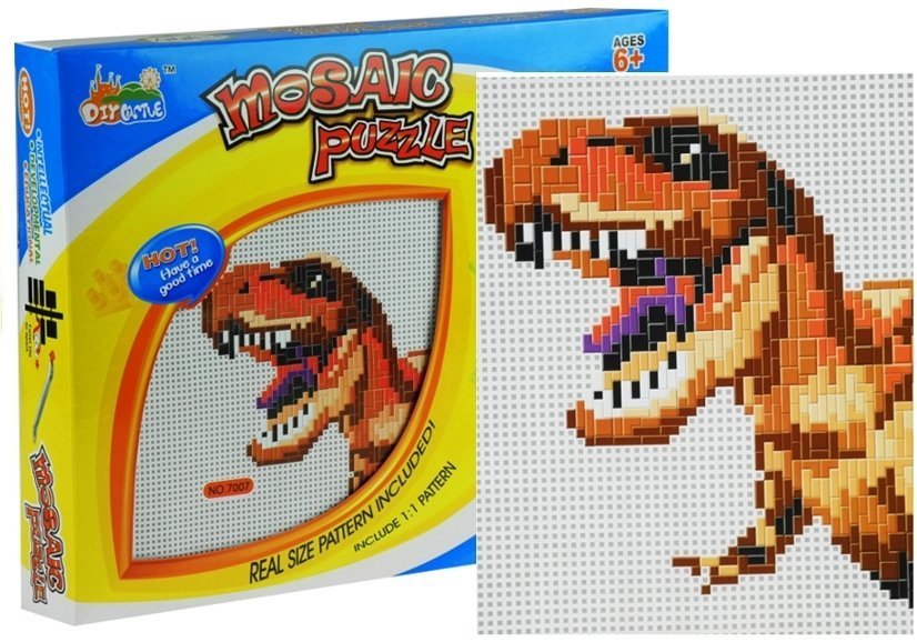 Sticky Mosaics Puzzle DIY Dinosaur Pattern Included