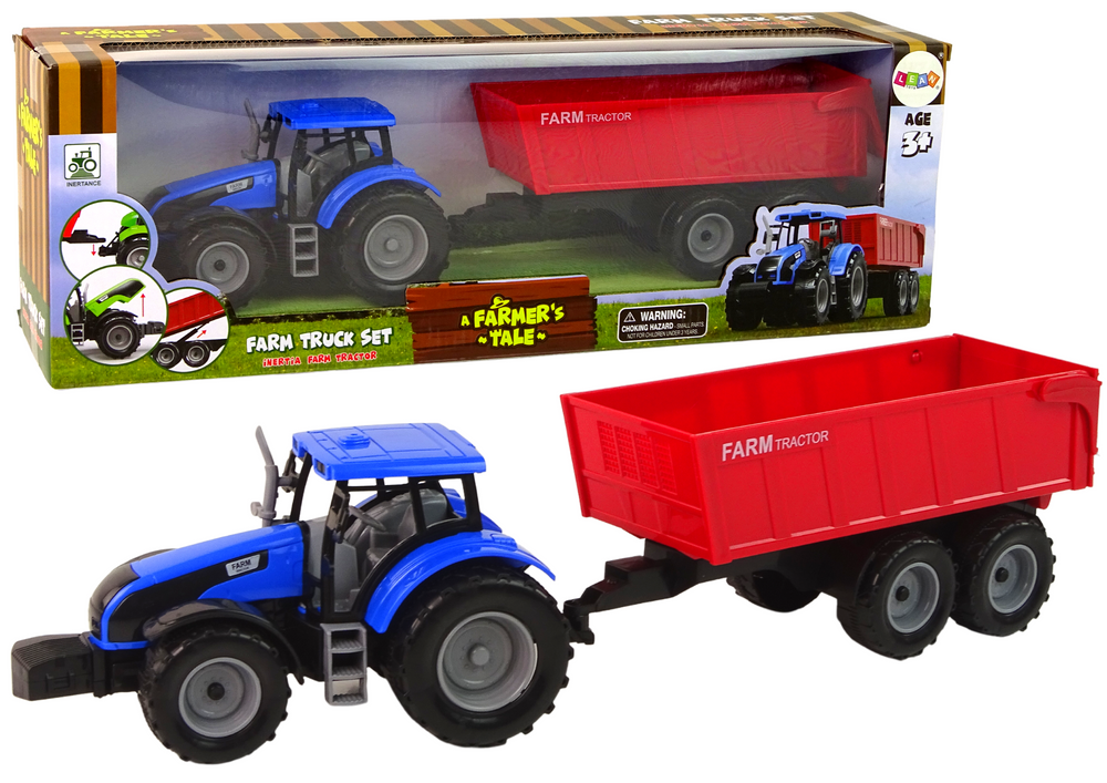 Tractor with Trailer Agricultural Vehicle Farm Blue