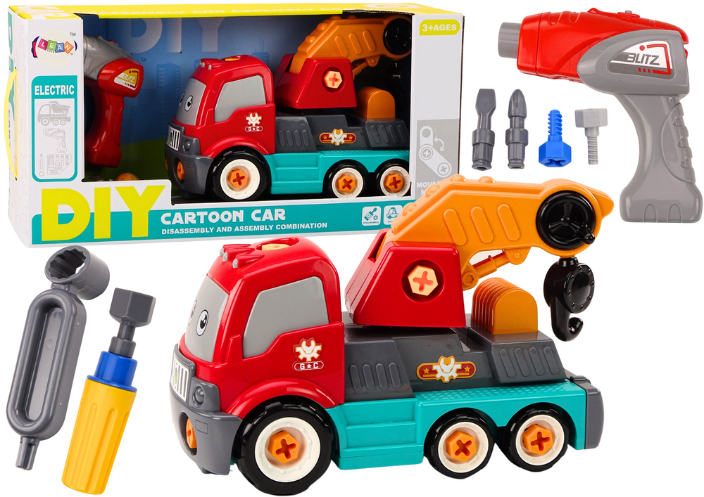 Truck With Hook Cartoon Turning DIY Orange Crane