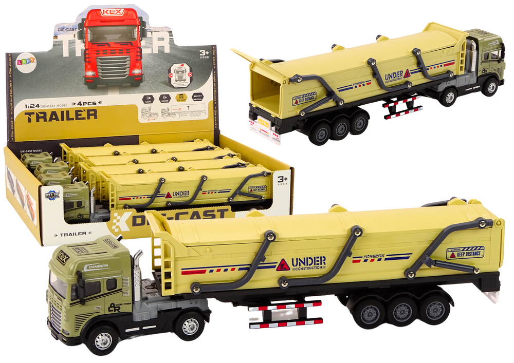 Truck With Trailer TIR Transport Vehicle 1:24 Sounds Lights Brown