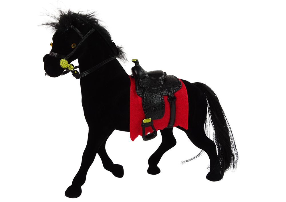 Velvet Figure Black Horse Red Saddle