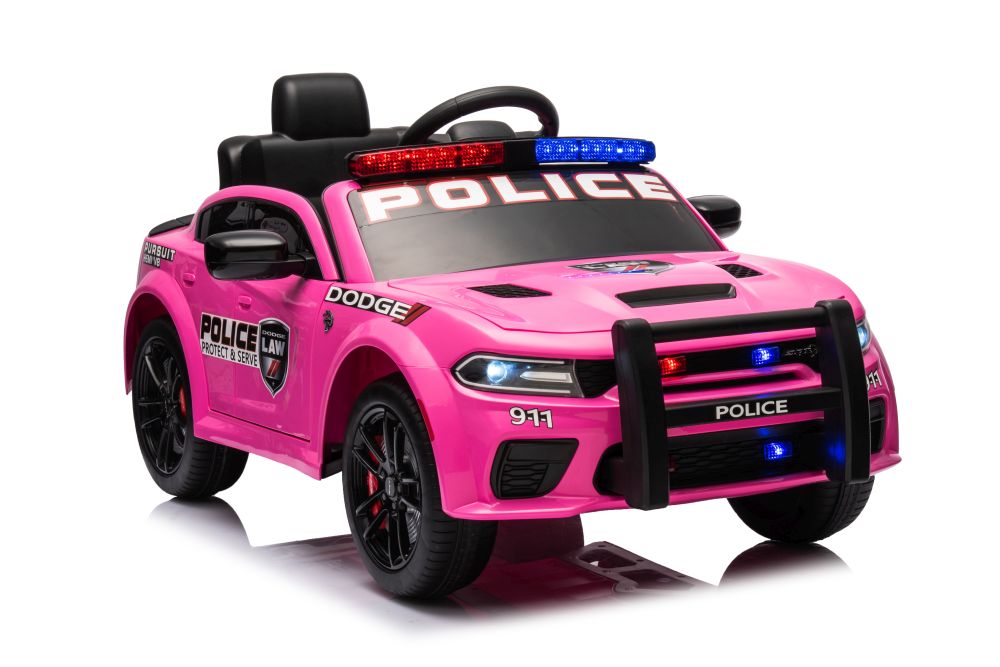 Одноместный электромобиль Dodge Charger Police Pink