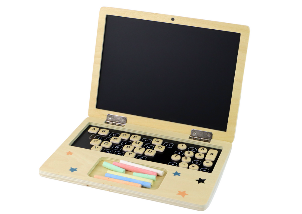 Wooden Blackboard Laptop Chalk