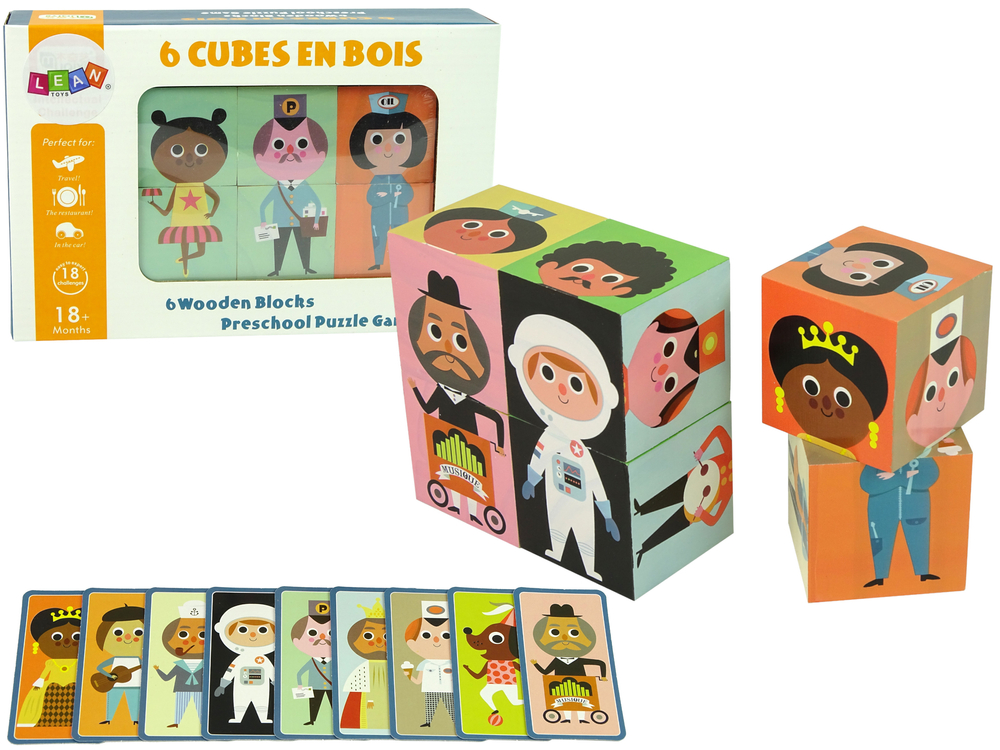 Wooden Blocks Assemble Characters 6 Piece Puzzle Colourful