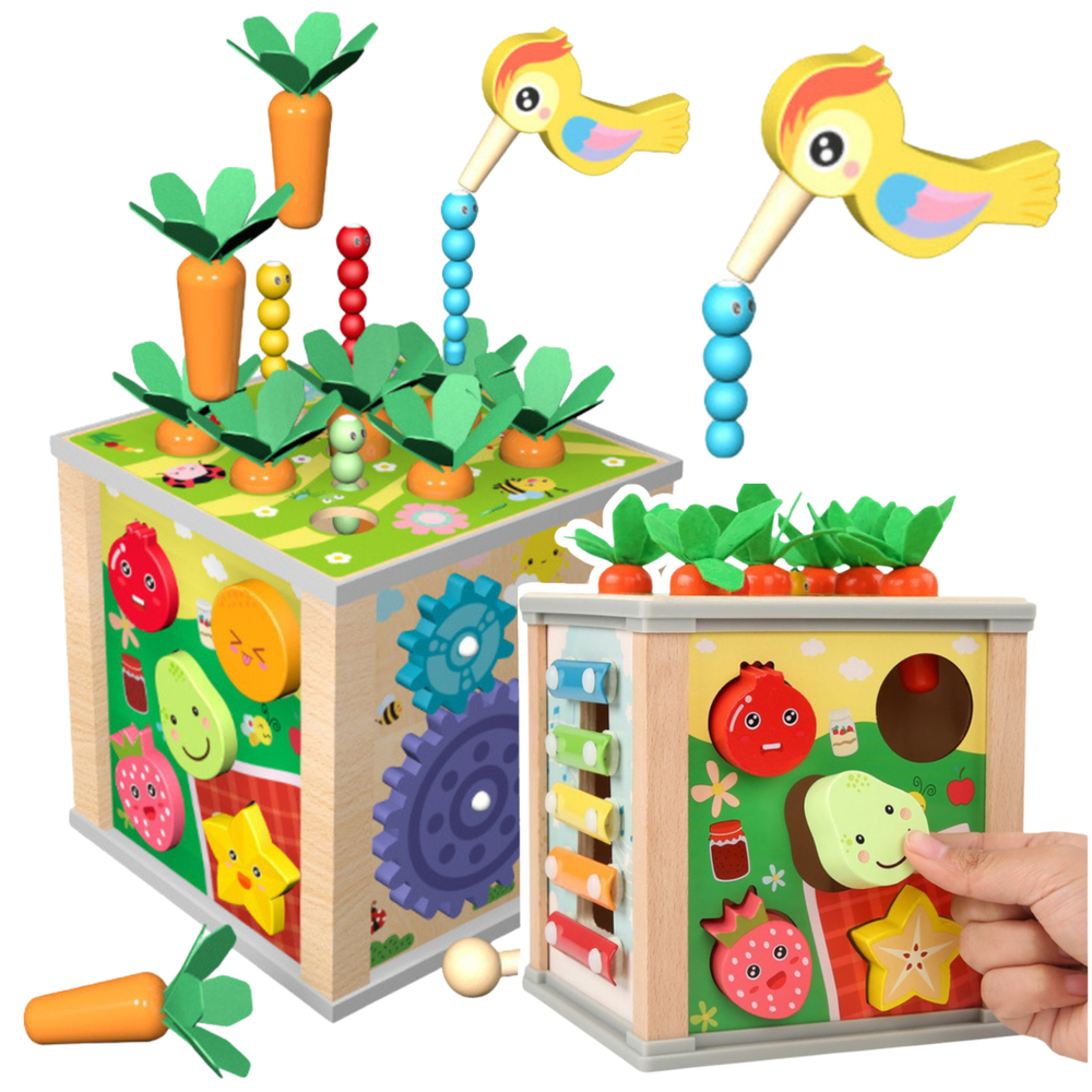 Wooden Cube Educational Sensory Multifunctional 6in1