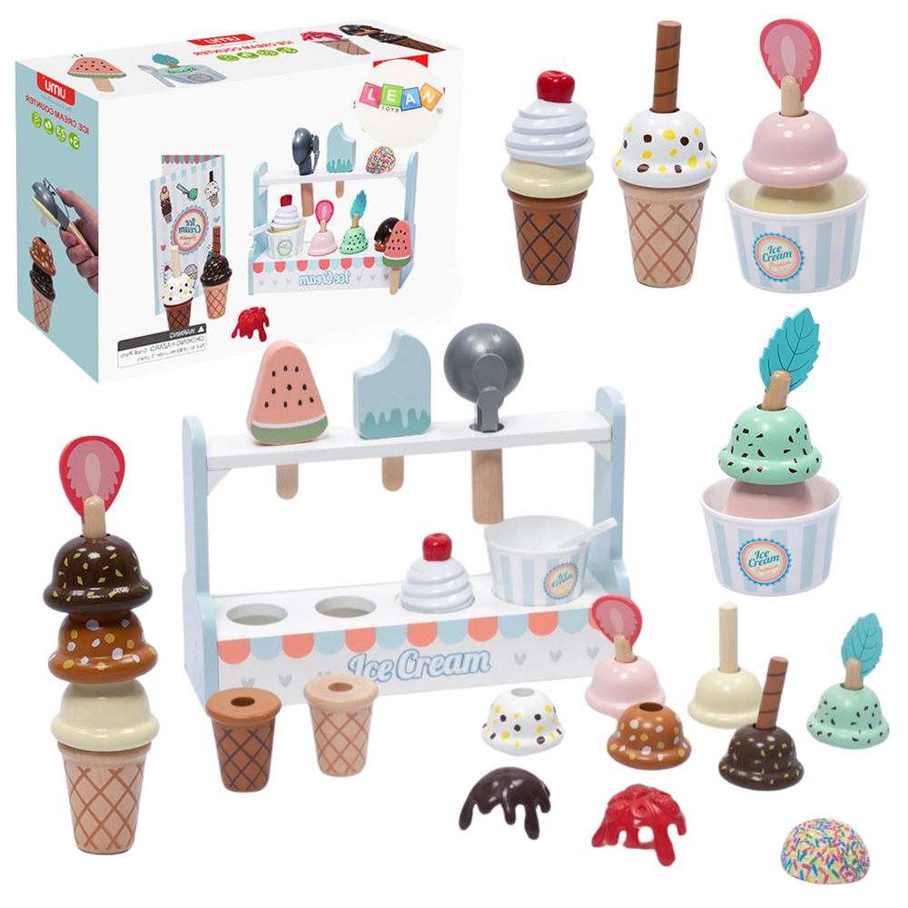 Wooden Ice Cream Stand Ice Cream Shop Set 16El