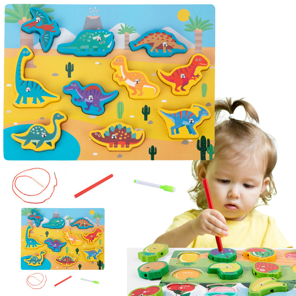 Wooden Puzzle Magnets String Interlacing Dinosaurs