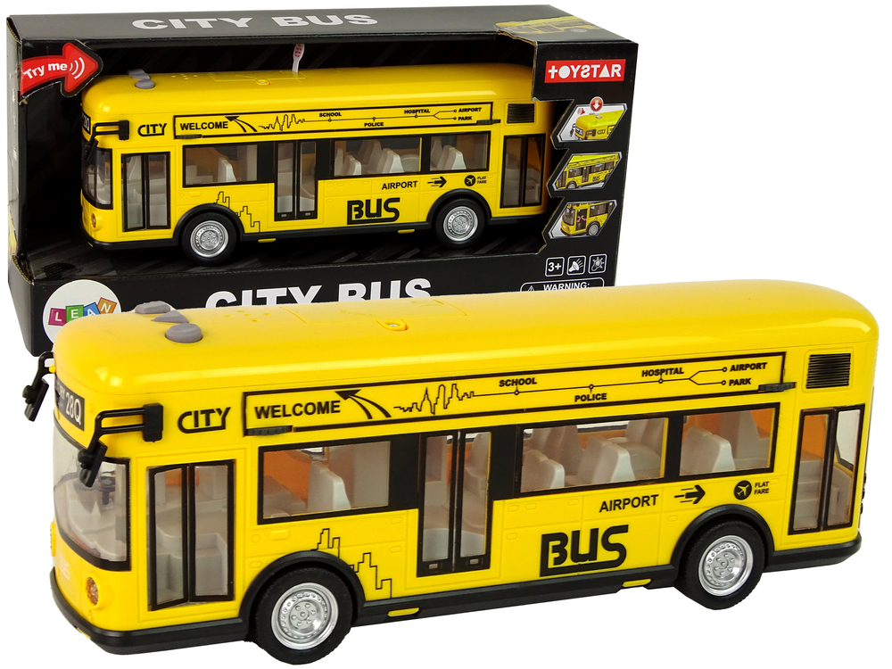 Yellow City Bus With Friction Drive 1:18