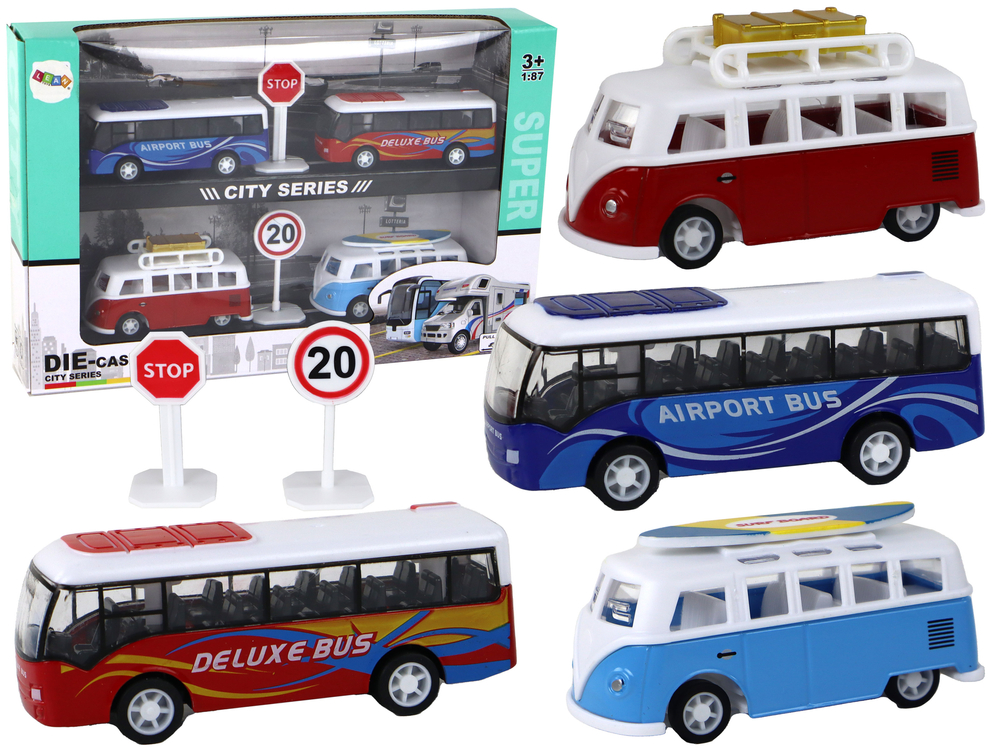 Campers Buses With Friction Drive 1:87 4 Pieces