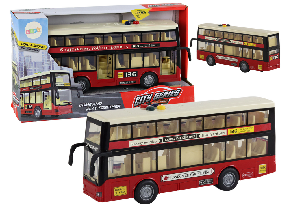 Double Decker City Bus Lights Sounds Red 1:16