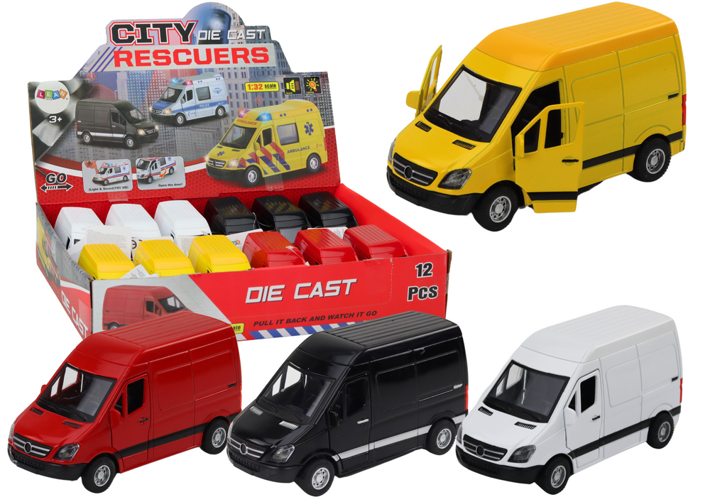 Delivery Car 1:32 Lights Sounds Red Black Yellow White