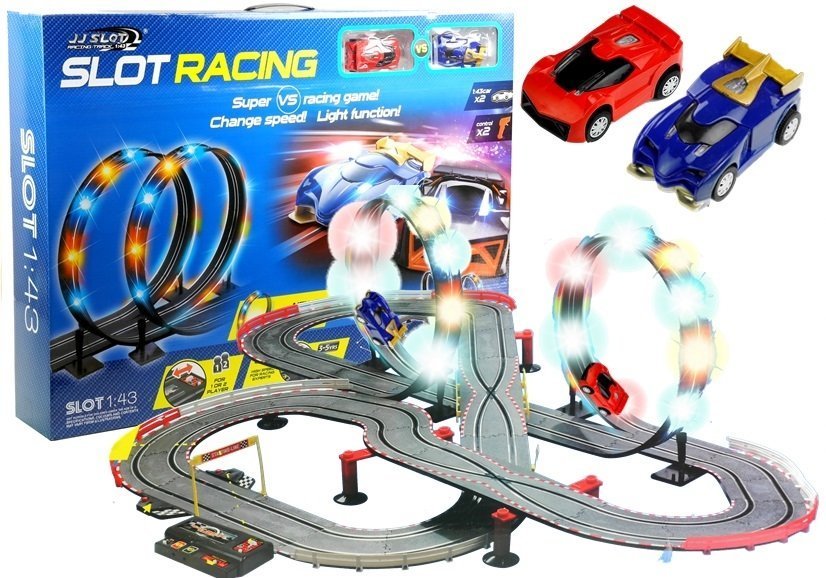 Racing Track 2 Cars Controllers Loop Lights Slot Cars