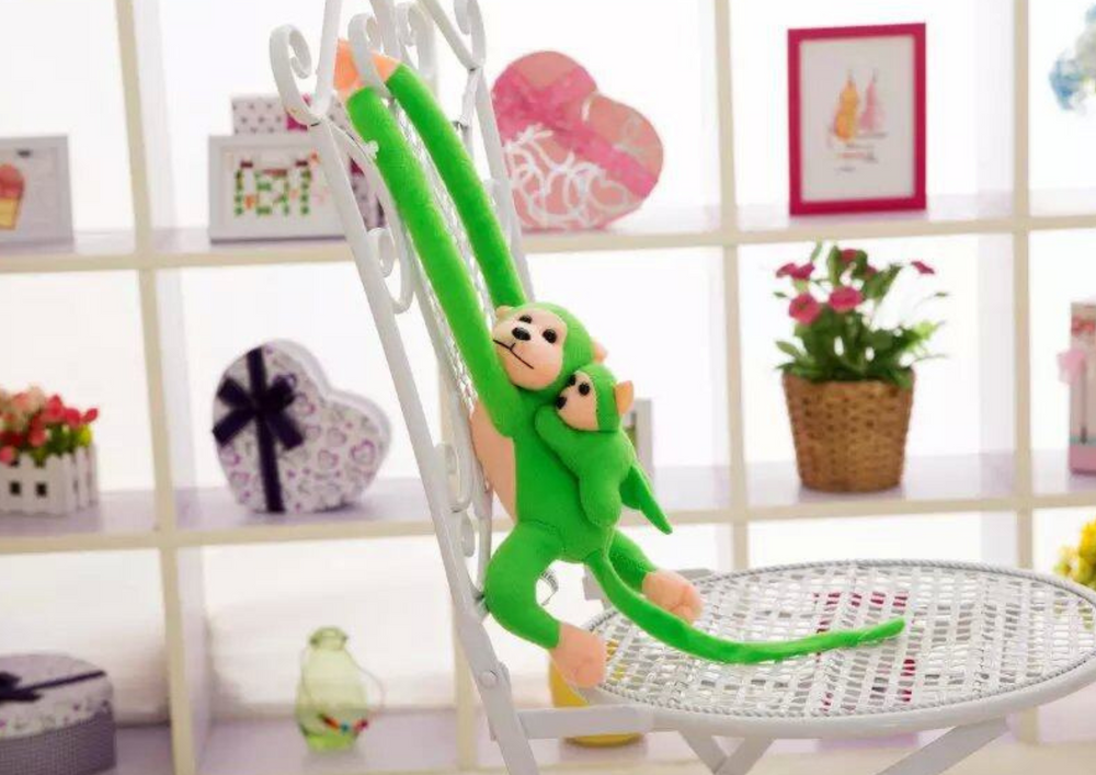 Mascot Plush Monkey with Baby, Green90 cm