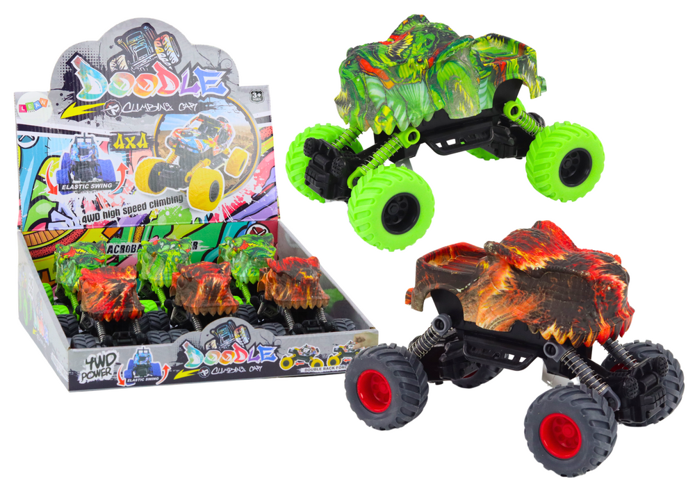 Dinosaur Car, Friction Drive, Red or Green, Off-Road