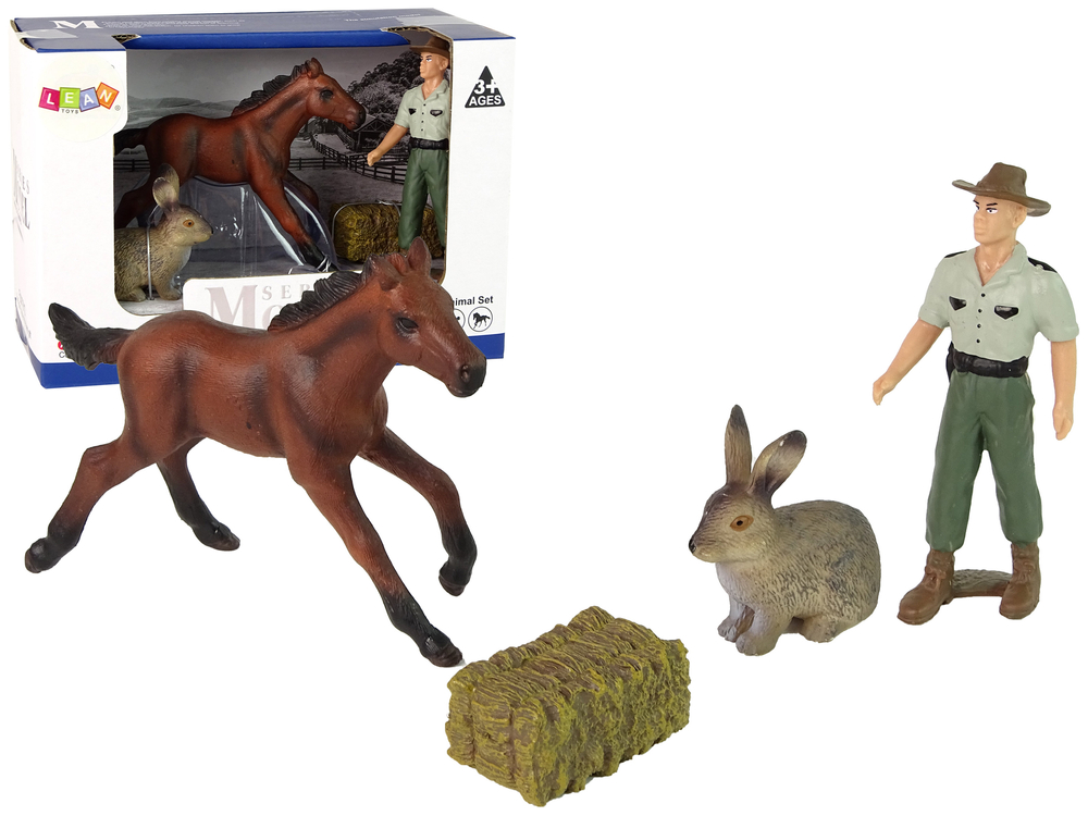 Set of Animal Figurines Horse Hare Farmer