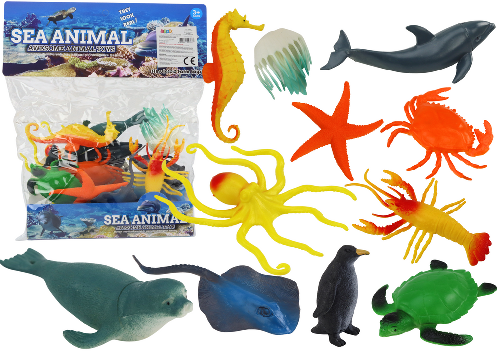 Set of Underwater Sea Animals Figures 12 Pieces